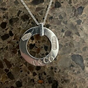 Tiffany & Co. 1837 Round Circle Pendant Necklace 16" 925 silver